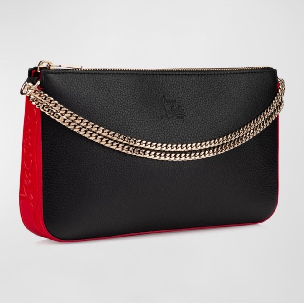 Christian Louboutin Loubila Shoulder Bag in Grained Leather with Gold Chain